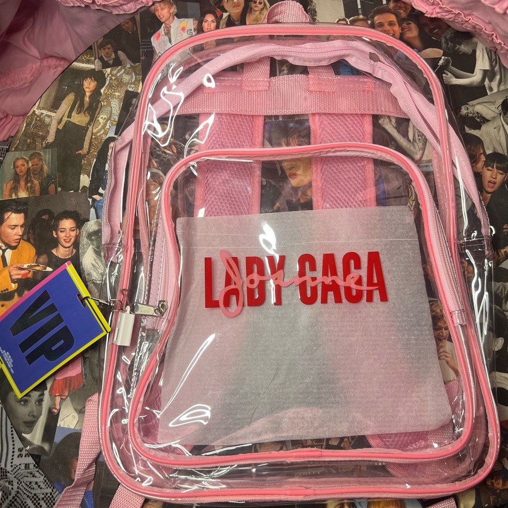 Pink Clear Backpack with VIP badge